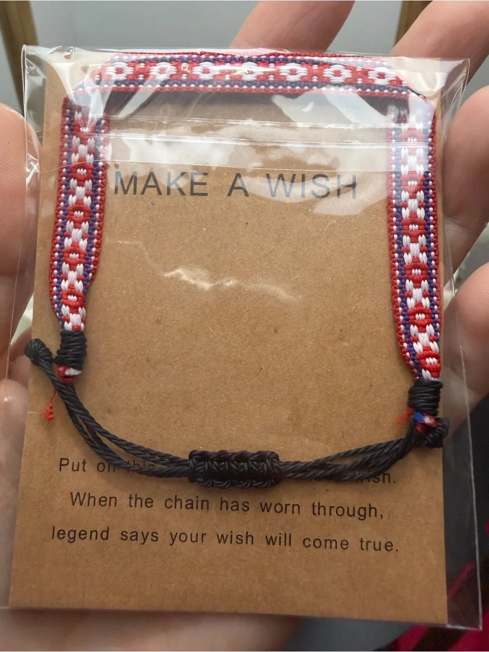 Red and White Woven Friendship Bracelet